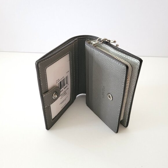 Coach CCL96 Snap Wallet Metallic Signature Small Clutch Gray Silver - Picture 7 of 8